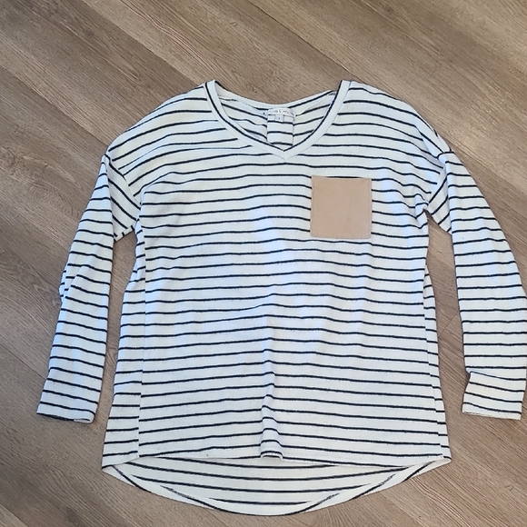 FREE WITH PURCHASE Striped Long Sleeve Top with Pocket - Picture 1 of 5
